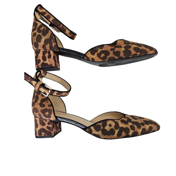 Cabi Womens Shoes Size 8M Leopard Print Block Heel Ankle Strap Pumps 2" Heel - Picture 3 of 12